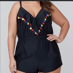 Lane Bryant Tassle Ruffle Swim Romper